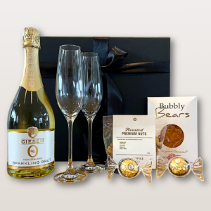 Cheers Gift Box NZ with alcohol-free sparkling wine, Ferrero Rocher, nut mix, and Bubbly Bears