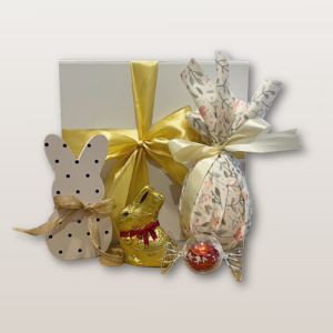 Easter Gift Box NZ Easter Delight Box with Lindt Gold Bunny, chocolate eggs and floral styling