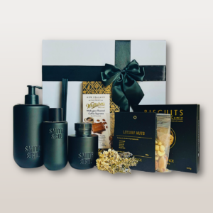 Luxury Home Gift Box NZ The Luxury Living Set with diffuser room spray chocolate nuts biscuits and dried flowers