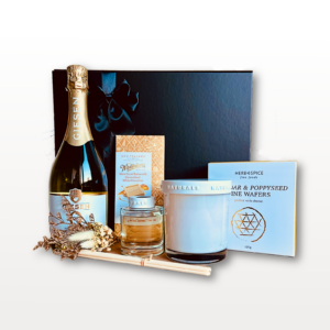 Luxury Gift Box NZ Maison Serenity with candle diffuser chocolate wafers sparkling and dried flowers
